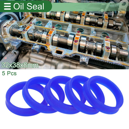 Oil Seal 32x38x8mm TPU Rotary Shaft Seal High Pressure Blue 5 Pcs