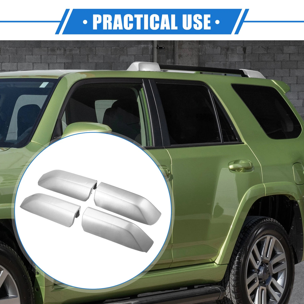 4 x Roof Rack Side Rail End Covers for Toyota 4Runner (2010-2022) Silver Tone