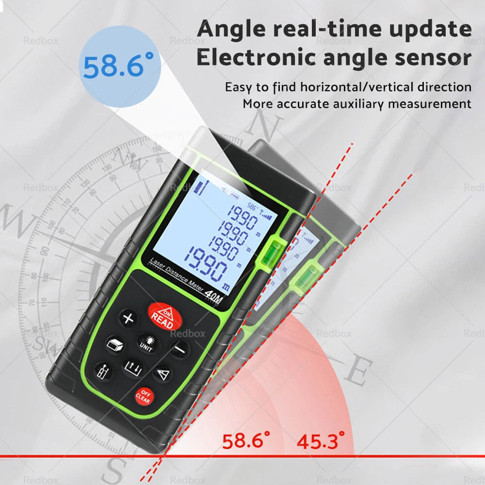 40m Handheld Digital Laser Distance Meter Range Finder Tool