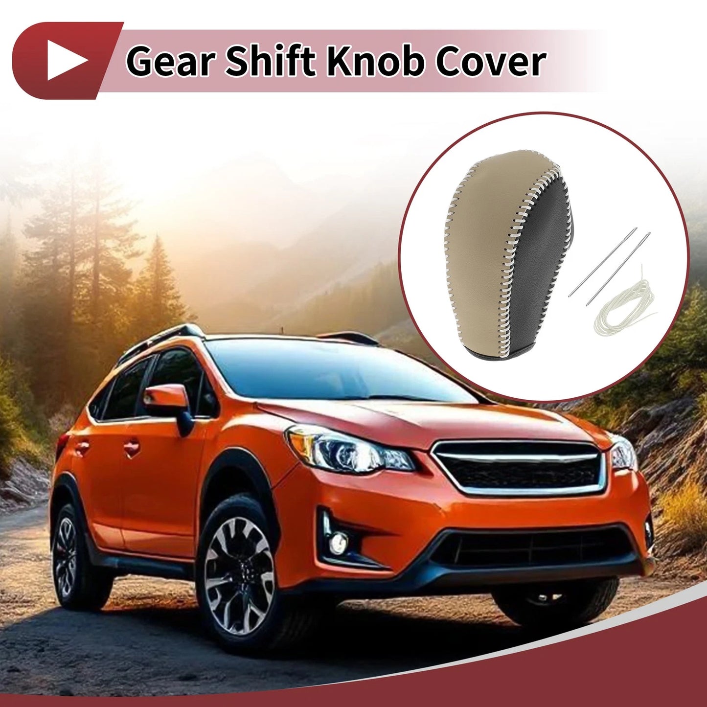 Gear Shift Knob Cover for Subaru Forester (2014-2017) Black Beige