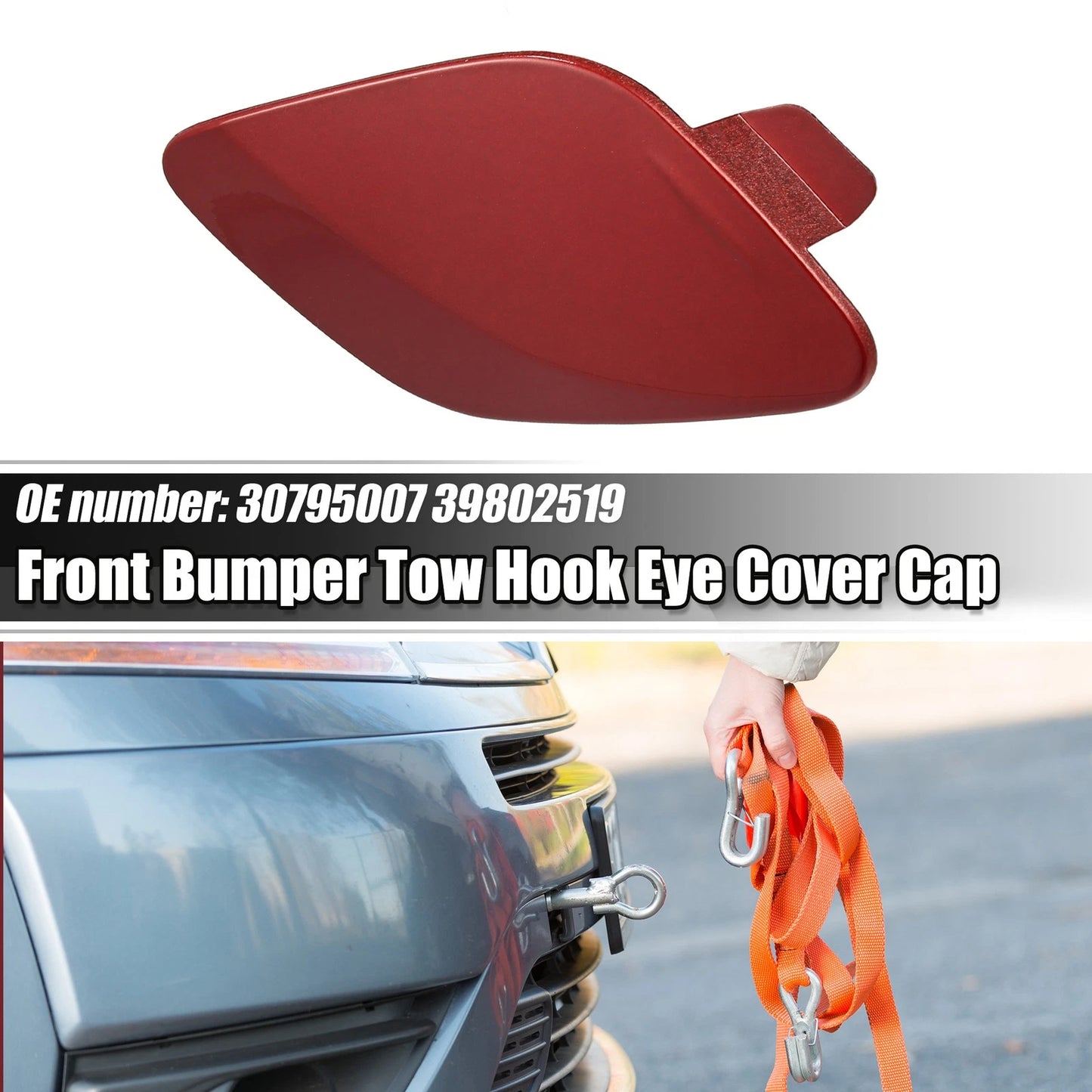 Red Front Bumper Tow Hook Eye Cap Cover for Volvo S60 (2011-2013)