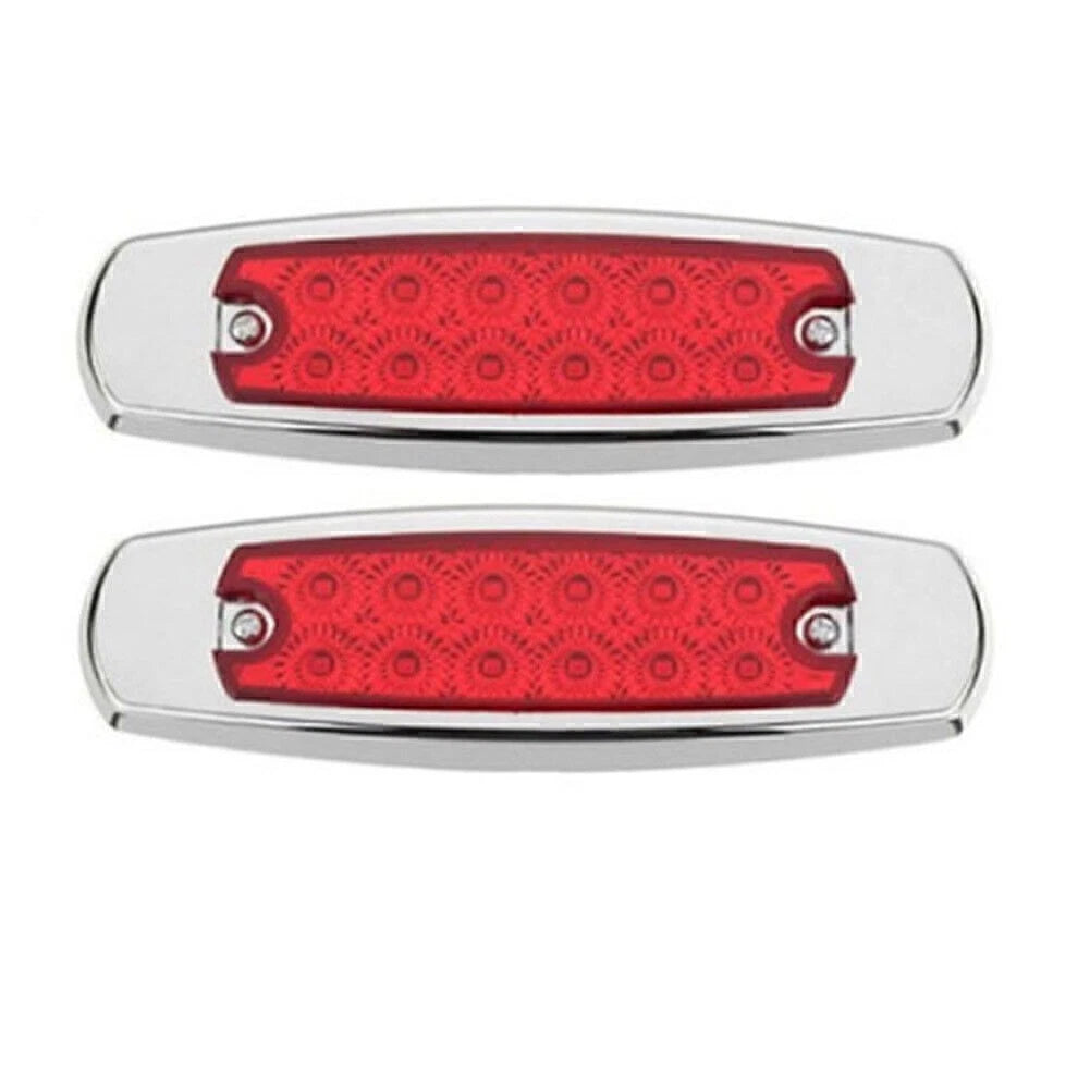 2 x Red 12 LED Sealed Side Marker Clearance Lights for Trailer (No Year)