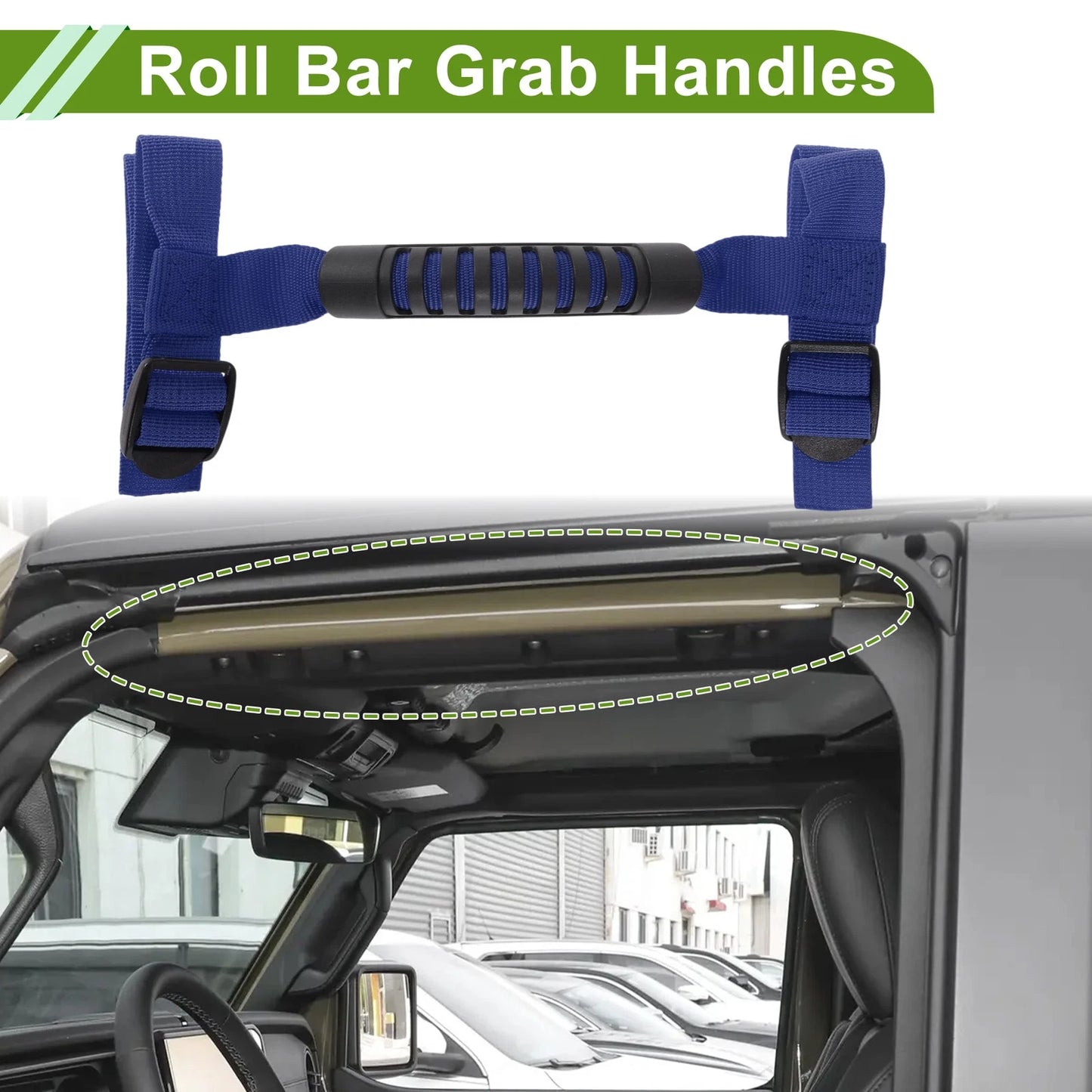Roll Bar Grab Handles for Jeep Wrangler 1987-2021 - Blue Accessories
