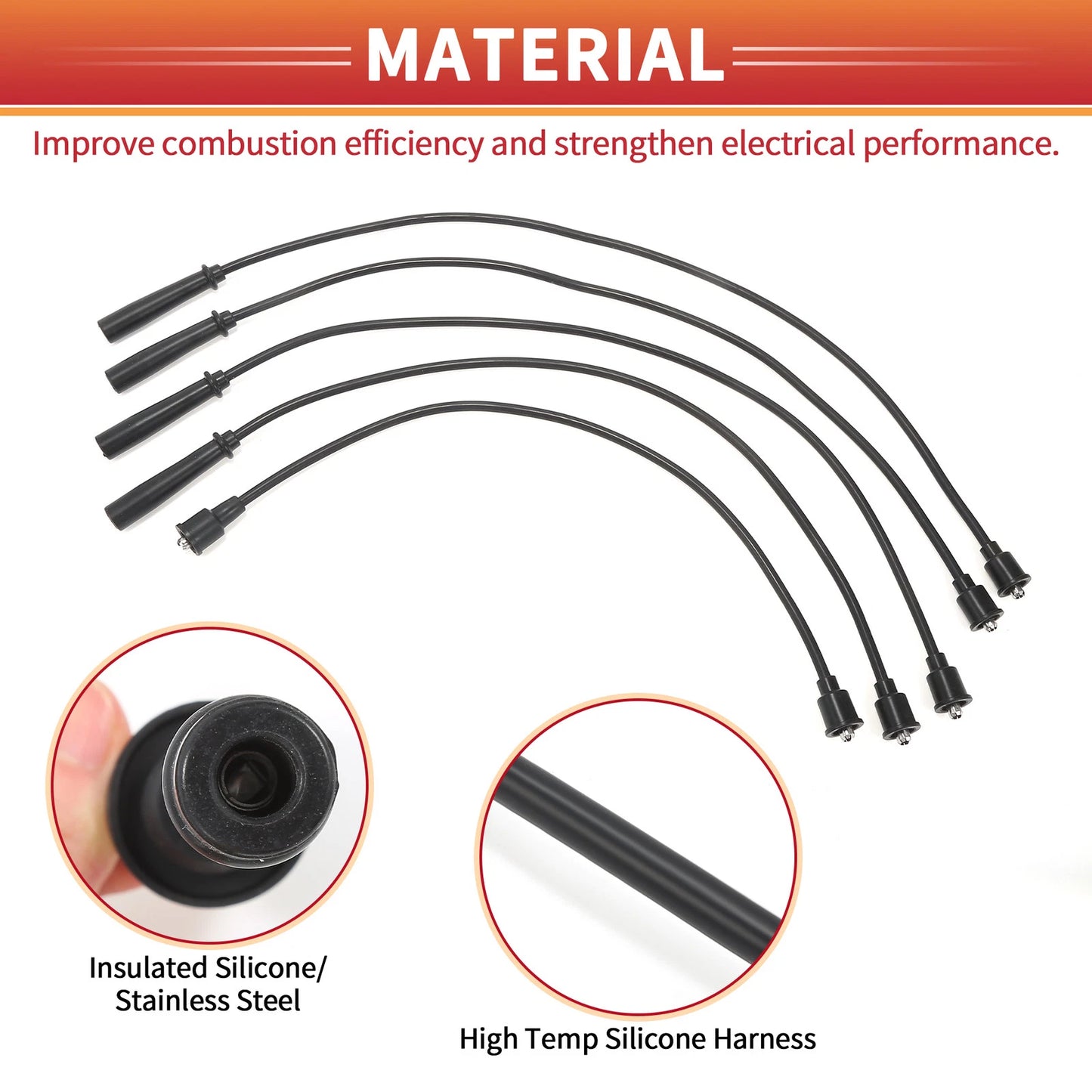 5 Pcs Spark Plug Wire Ignition Coil Cable for Suzuki Vitara Cabrio (1999-2004)