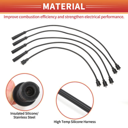 5 Pcs Spark Plug Wire Ignition Coil Cable for Suzuki Vitara Cabrio (1999-2004)
