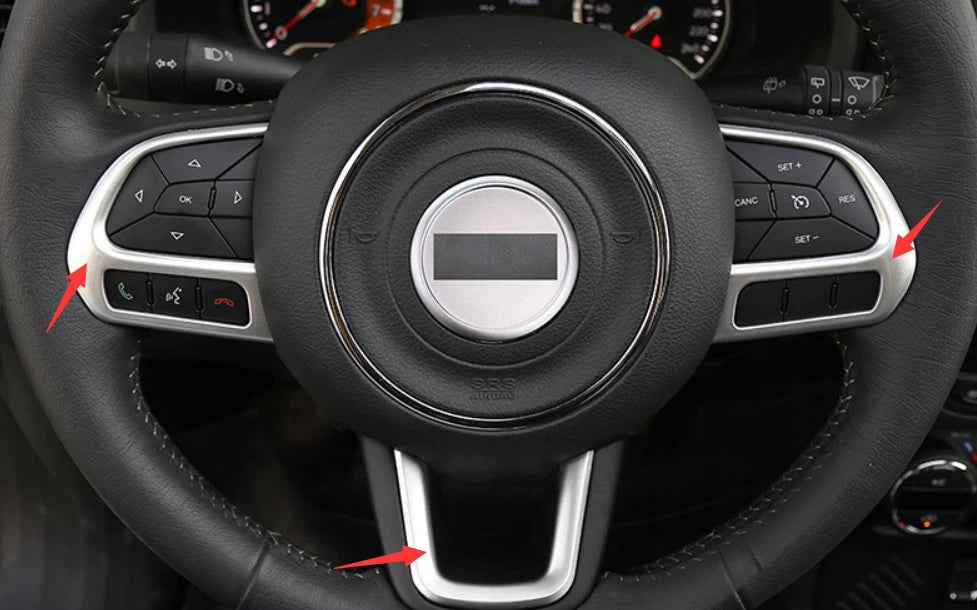 ABS Chrome Steering Wheel Panel Cover Trim for 2017-2021 Jeep Compass 3 x pcs
