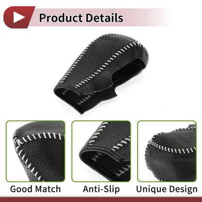 Pebbled Gear Shift Knob Cover Black/Beige Faux Leather for Chevrolet Cruze