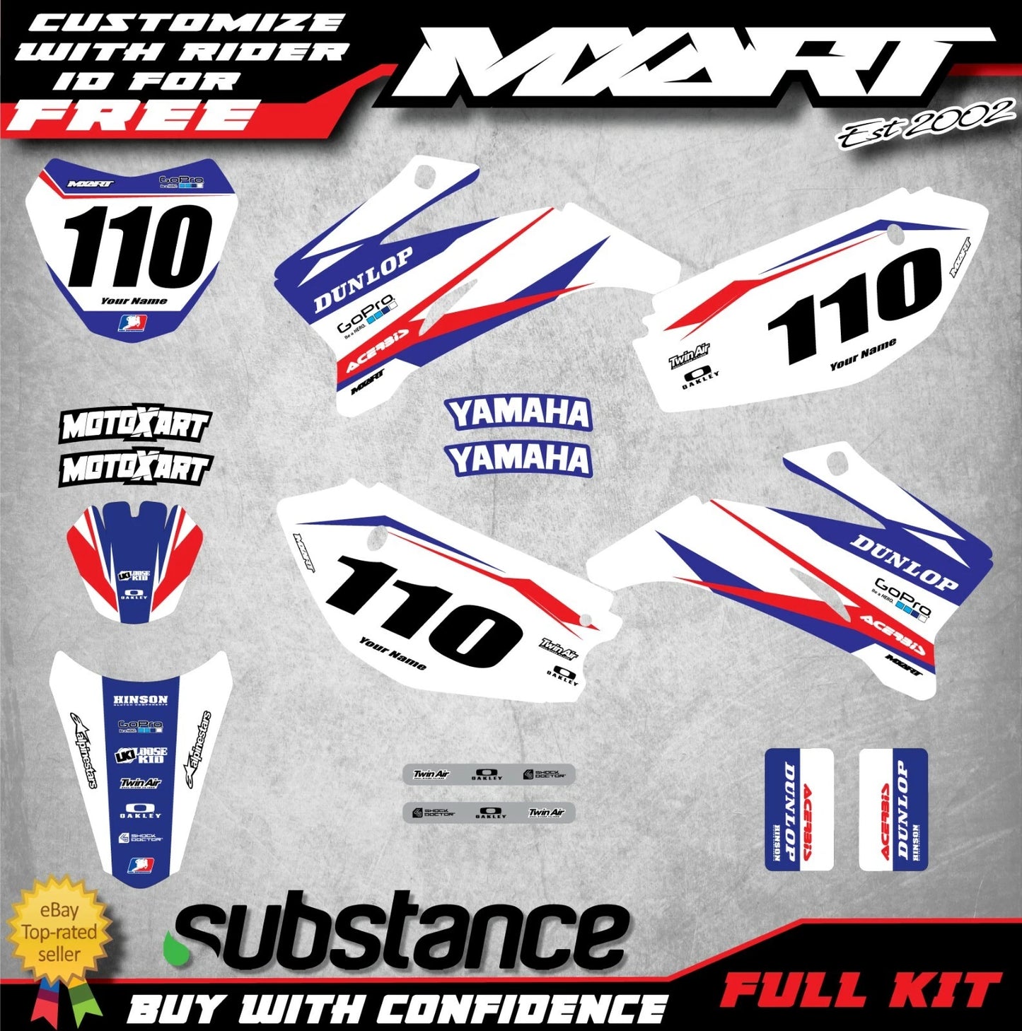 Custom Graphic Kit FORCE STYLE Yamaha TTR 110 Decals Stickers (2008-2023)