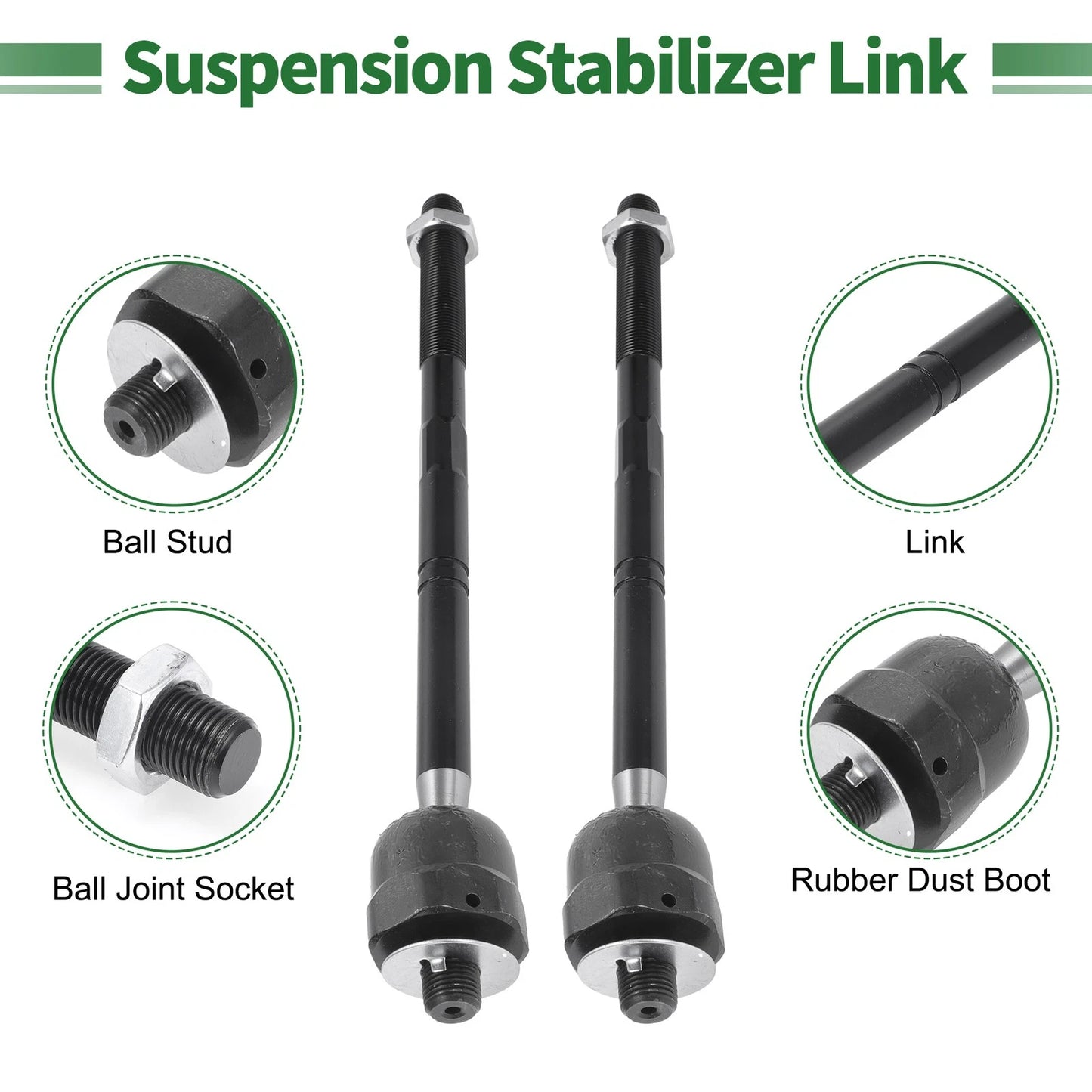6 Pcs Front Suspension Kit Tie Rod Ends & Boots for Ford F-150 (2004-2023)