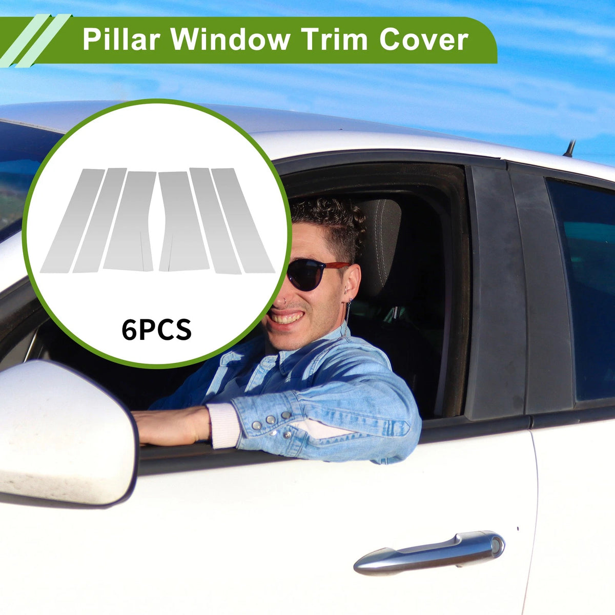 6 Pcs Silver Tone Pillar Window Trim for Nissan Elgrand (2011-2023)