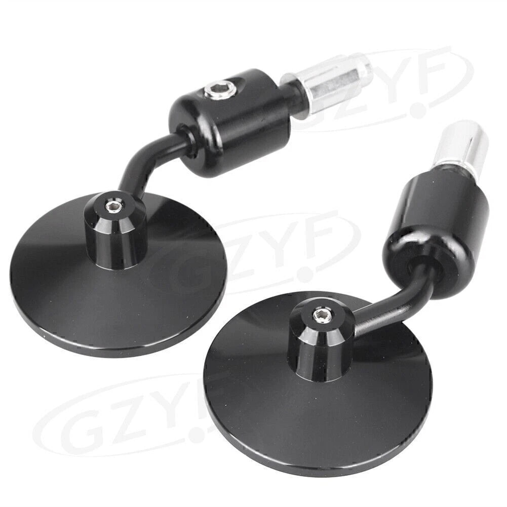 Bar End Rearview Side Mirrors 7/8" for Bobber Cafe Racer Black