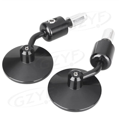 Bar End Rearview Side Mirrors 7/8" for Bobber Cafe Racer Black