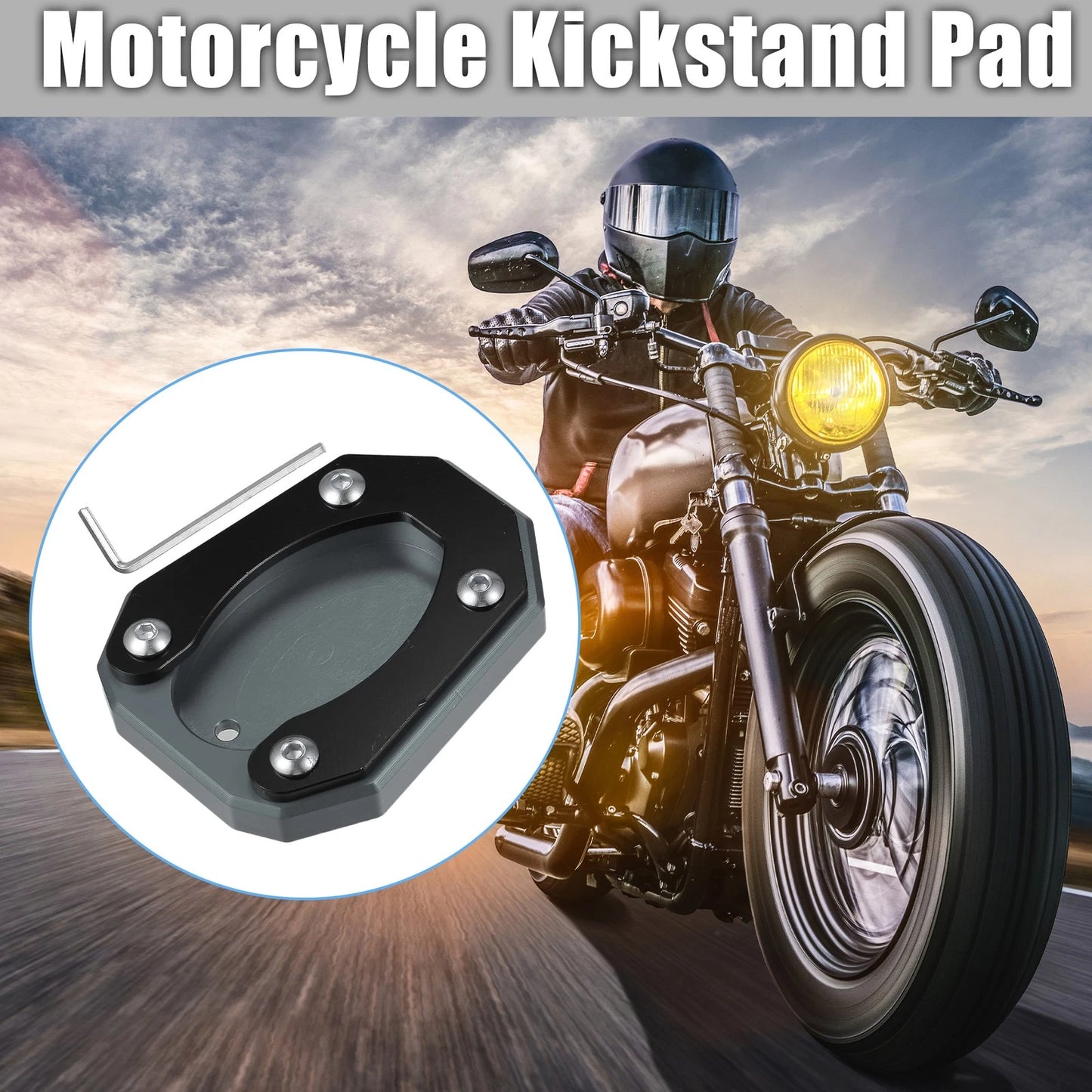 Kickstand Side Stand Plate Pad Titanium Tone for Kawasaki