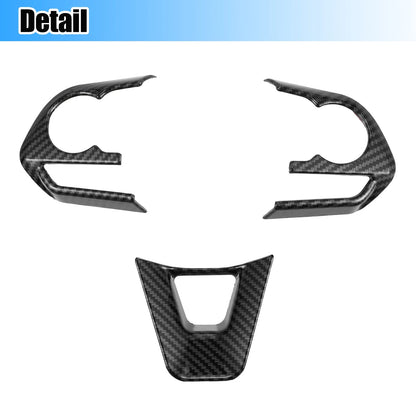 3 Pcs Carbon Fiber Pattern Black Steering Wheel Cover Trim for Toyota Corolla