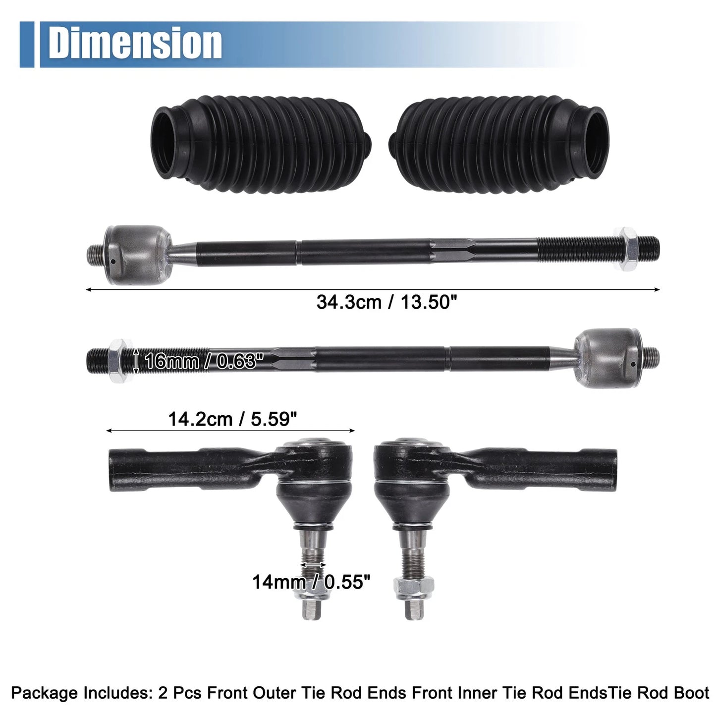 6 pcs Front Inner Outer Tie Rod End Link for Chrysler 300
