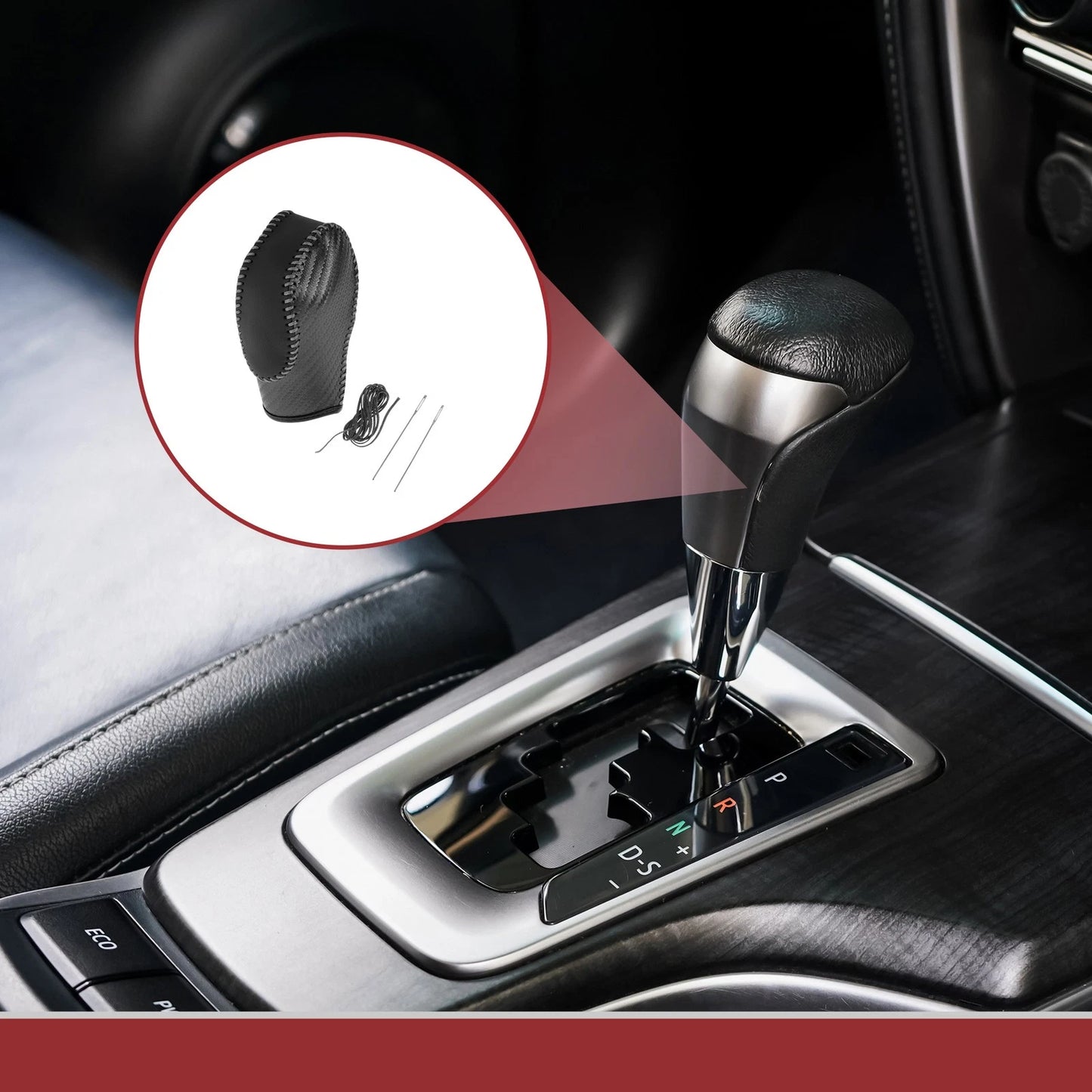 Gear Shift Knob Cover for Ford Fusion (2013-2016) Black Gray