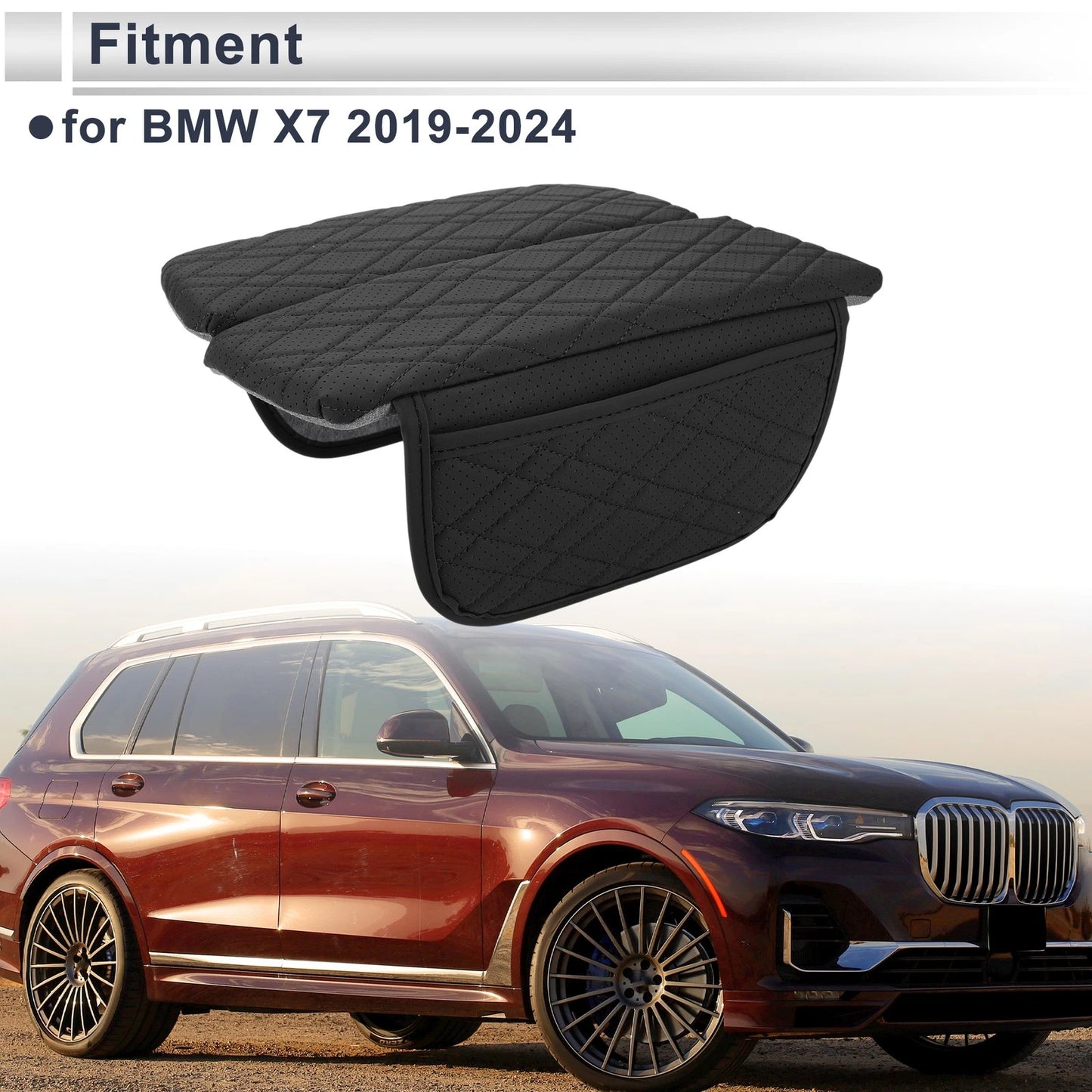 Car Center Console Cover for BMW X7 (2019-2024) - Black Storage Bag 1 Set