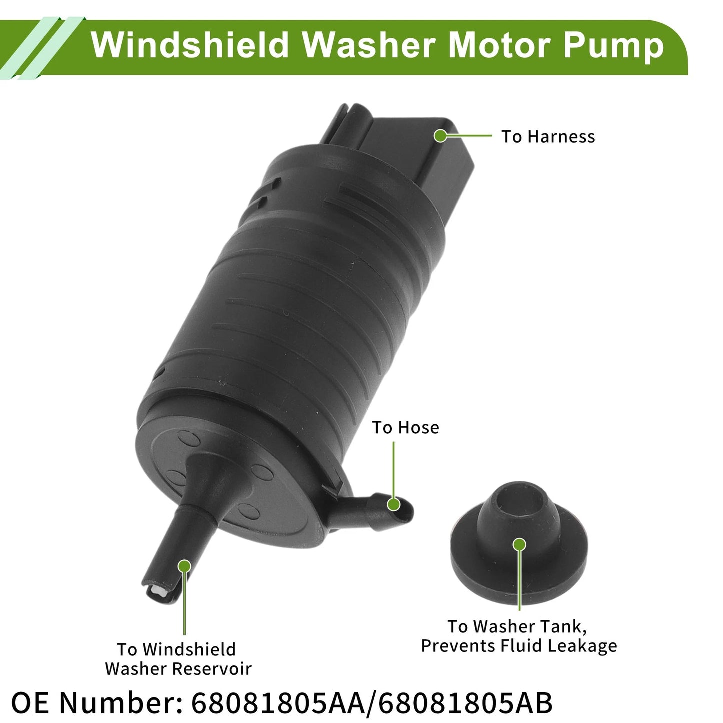 Windshield Washer Pump w/Grommet for Acura TL