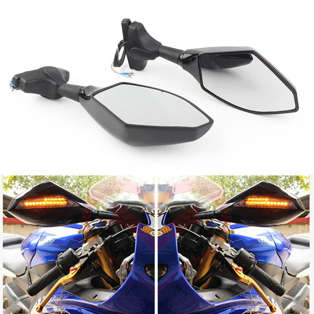 LED Turn Signal Rearview Mirror for Honda Kawasaki Yamaha Suzuki