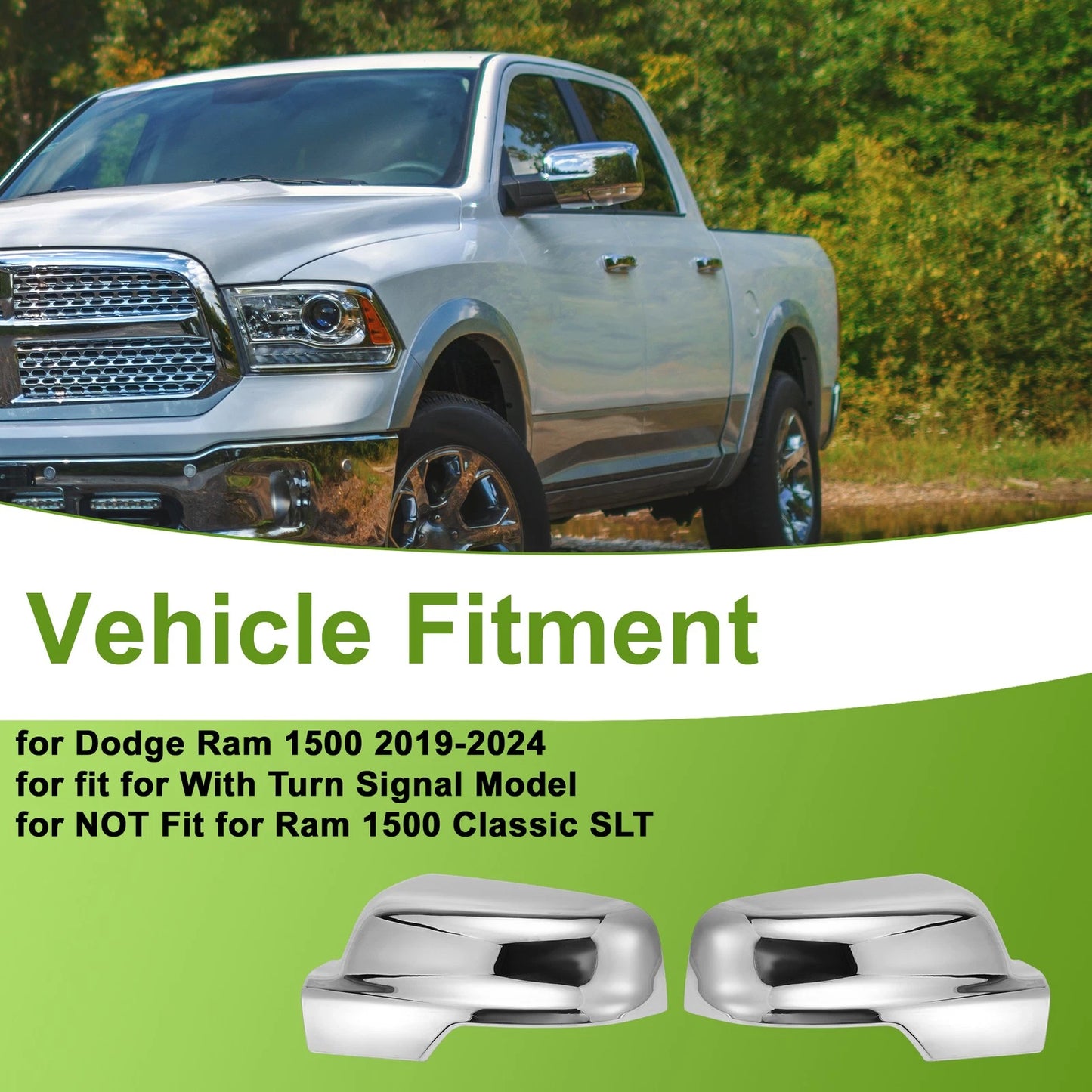Mirror Cover Cap Electroplating Color for Dodge Ram 1500 (2019-2024)