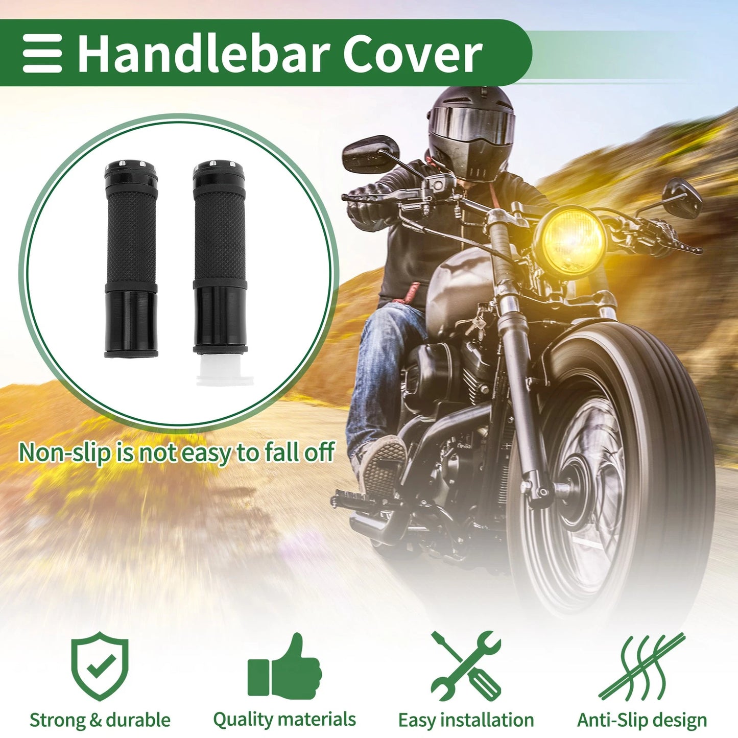7/8" 22mm Hand Grips Cover Kit Black for Motorcycle