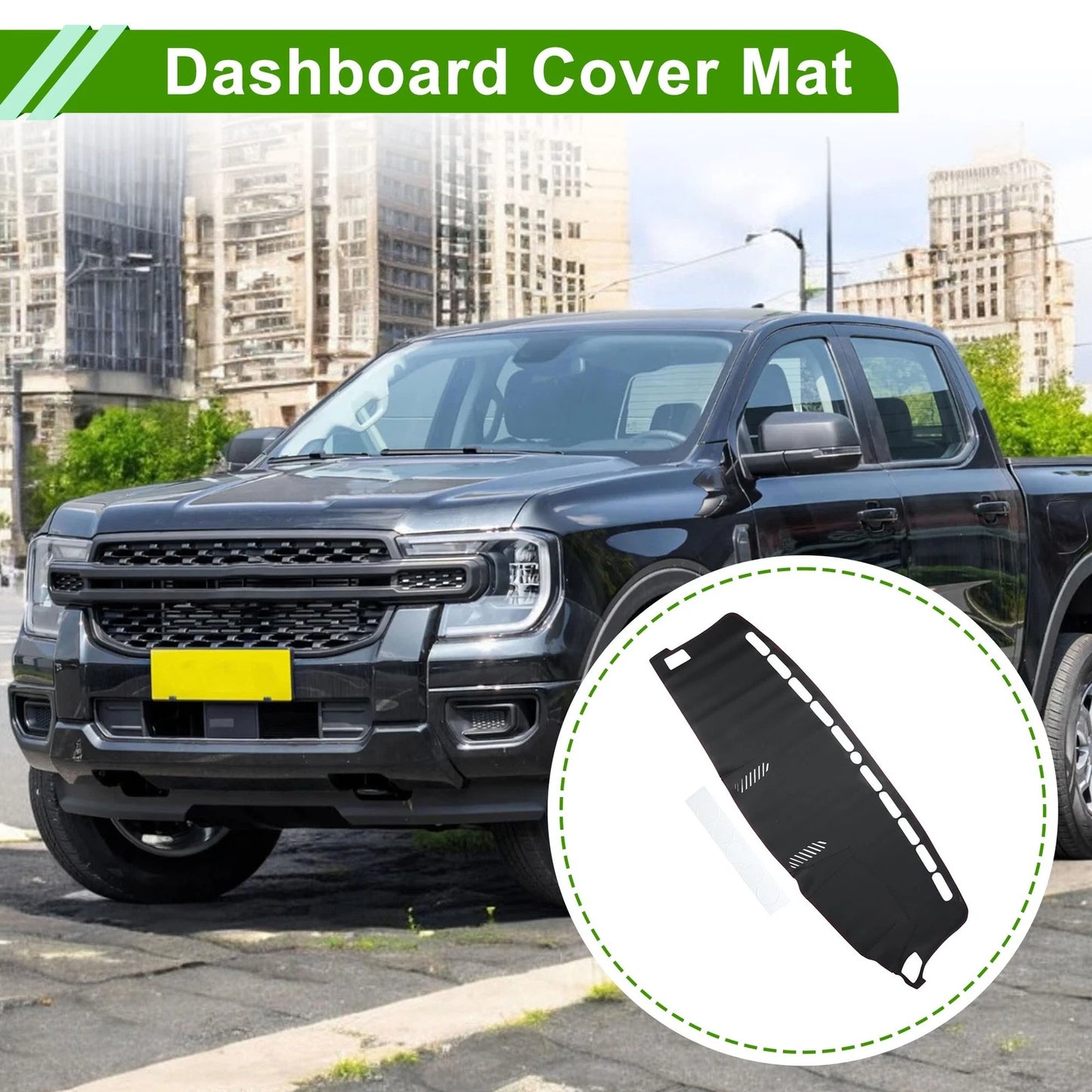 Dashboard Cover Mat for Ford Ranger 2018-2021 - Black Red Carpet