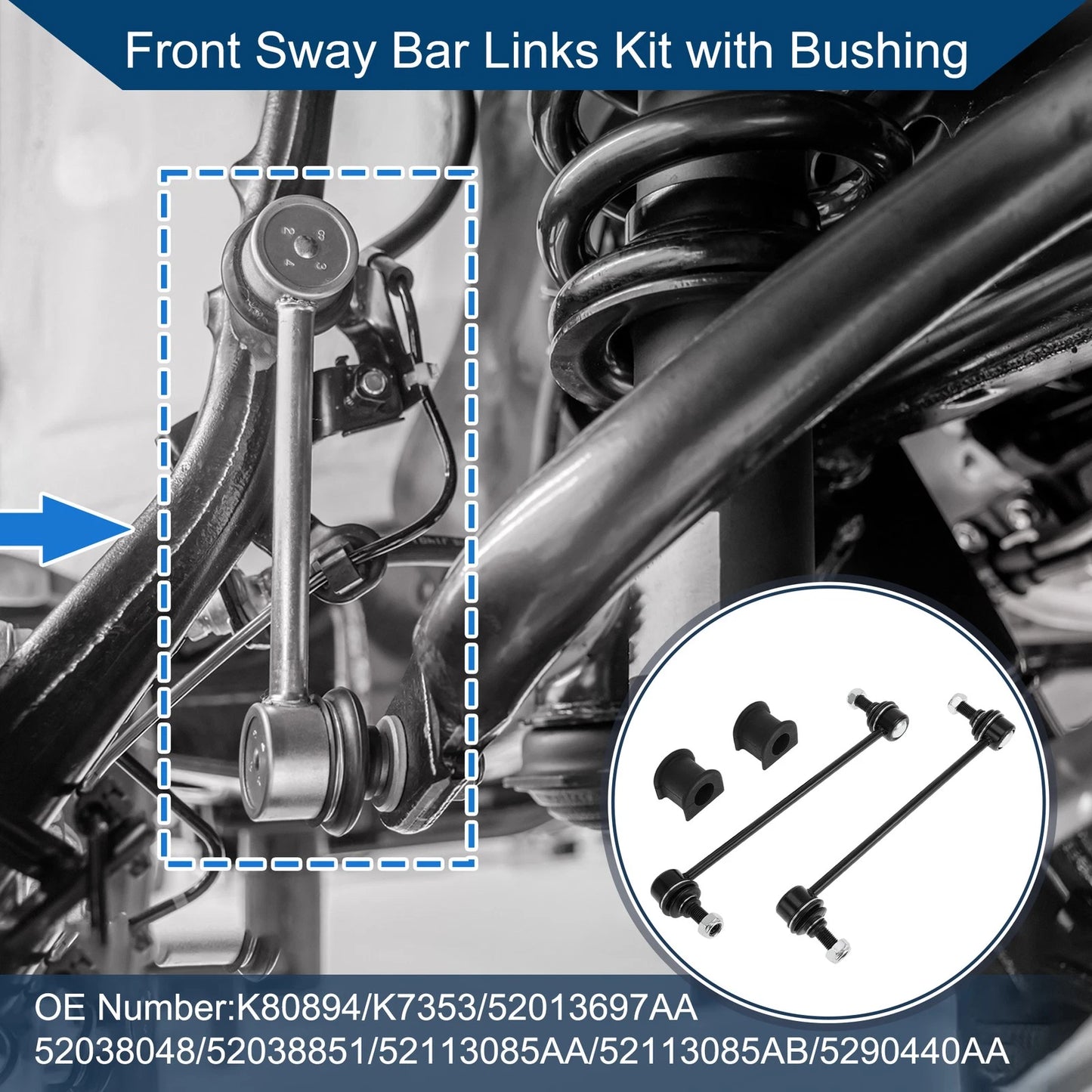 Front Stabilizer Bar Links with 2 x Bushings for Toyota Camry (2007-2011)