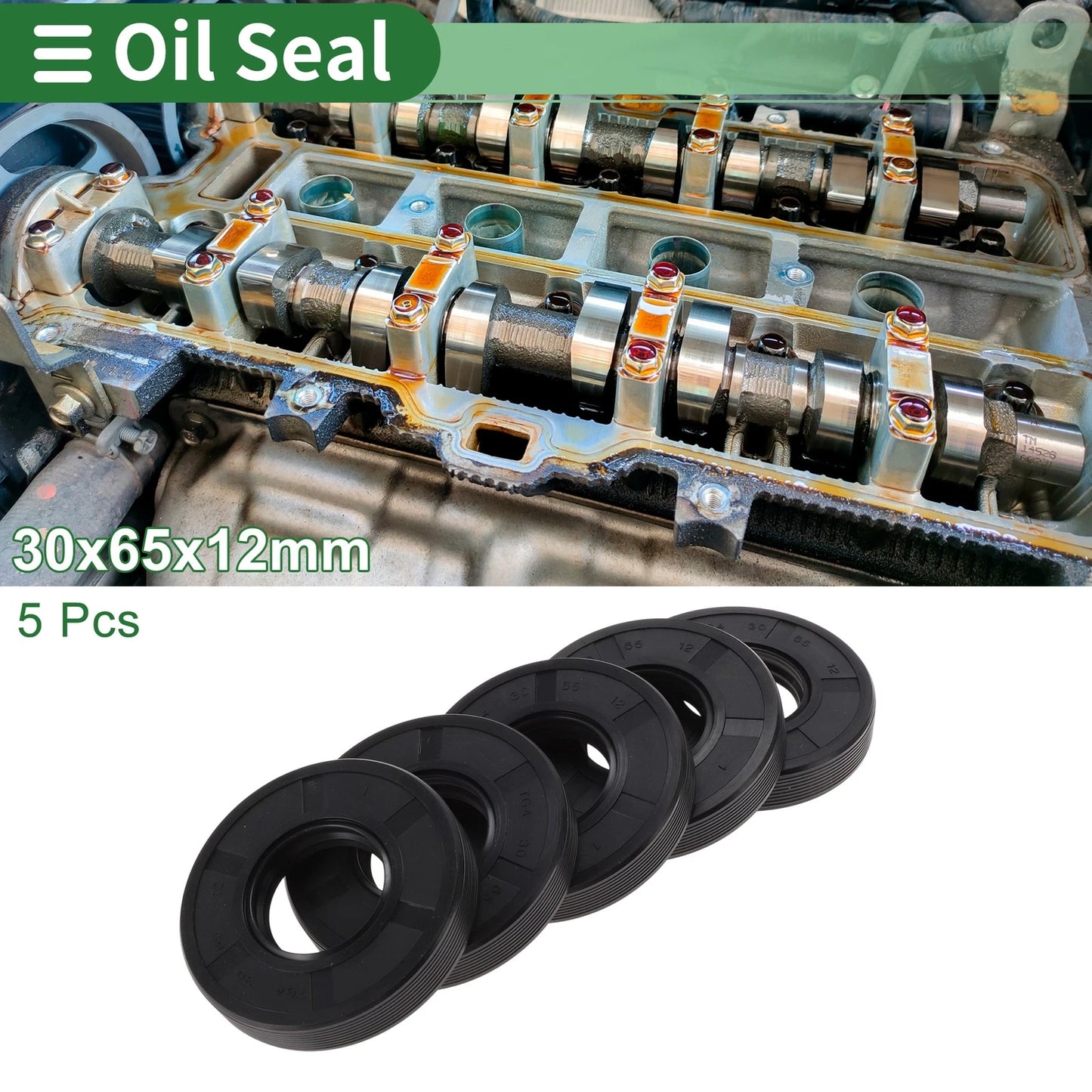 Oil Seal 30x65x12mm NBR Rubber High Pressure Black 5 Pcs