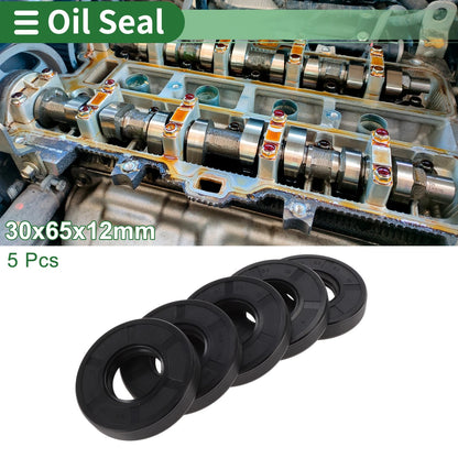 Oil Seal 30x65x12mm NBR Rubber High Pressure Black 5 Pcs