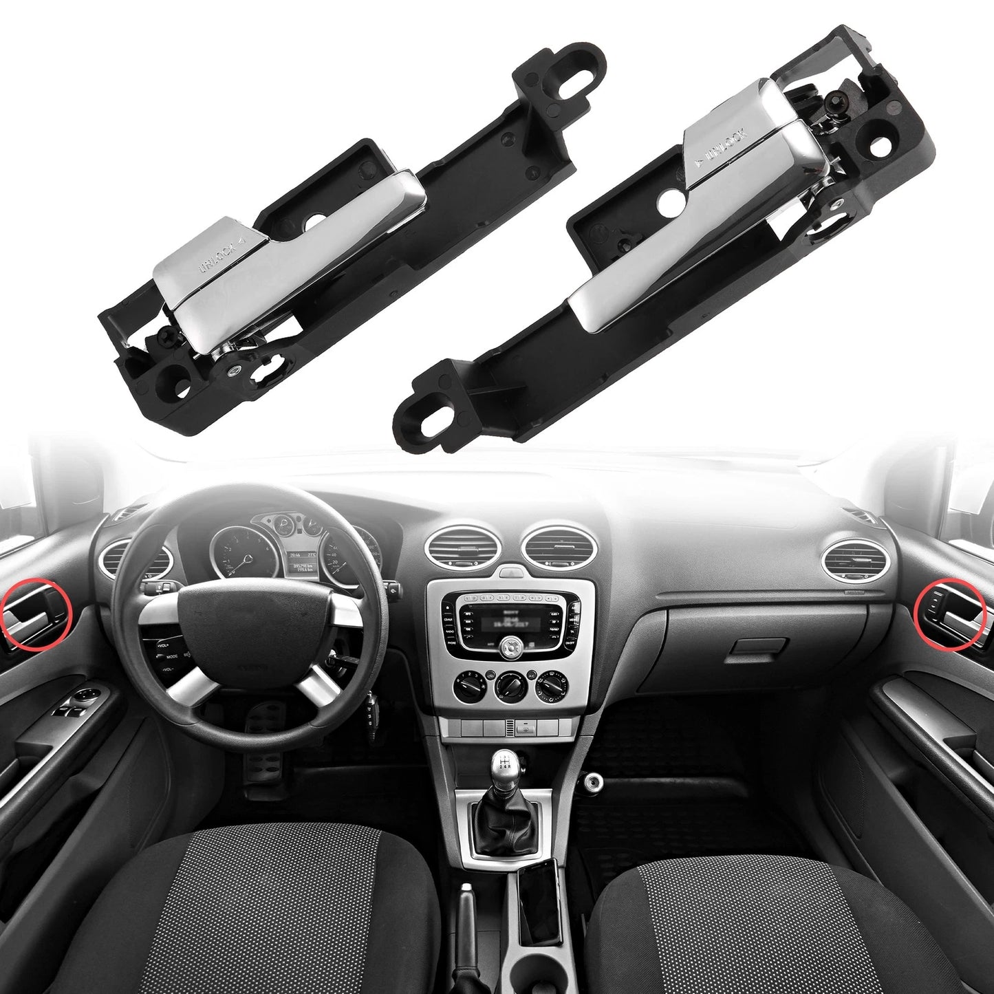 Interior Door Handle Pair for Ford Fusion (2006-2012)
