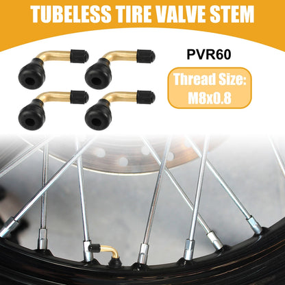 4 x PVR60 Tubeless Tire Valve for Cars Motorcycles Gold Tone