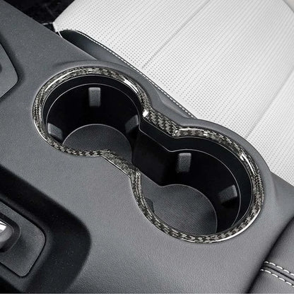 Carbon Fiber Console Water Cup Holder Panel Trim for Ford Mustang 2024