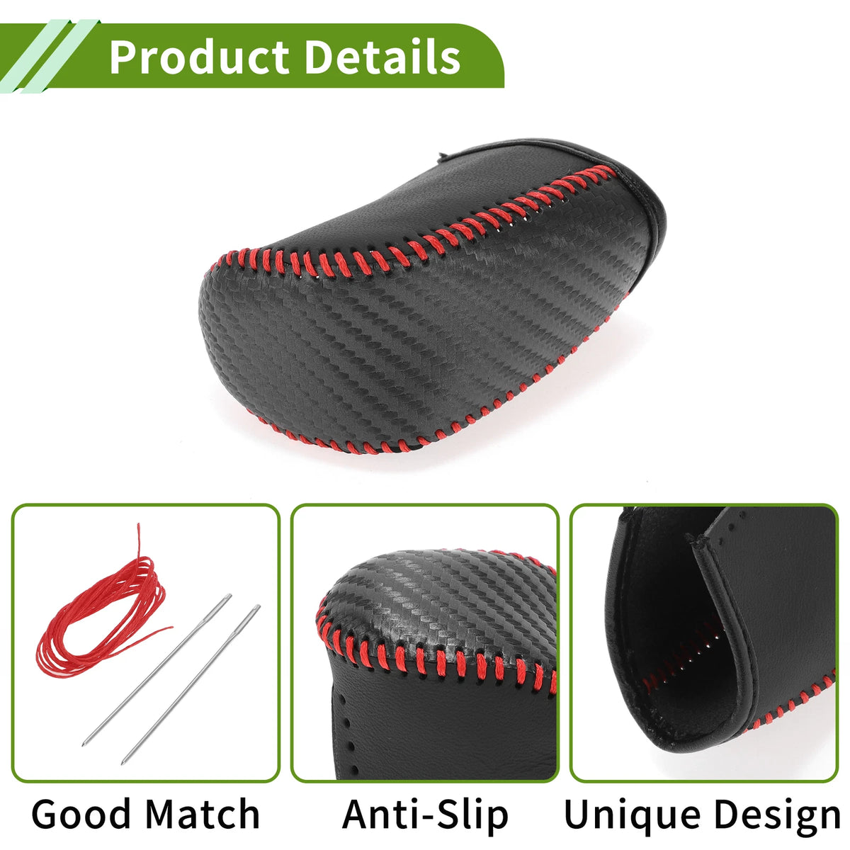 Gear Shift Knob Cover for Dodge Journey 2011-2020 Black Carbon Fiber Red