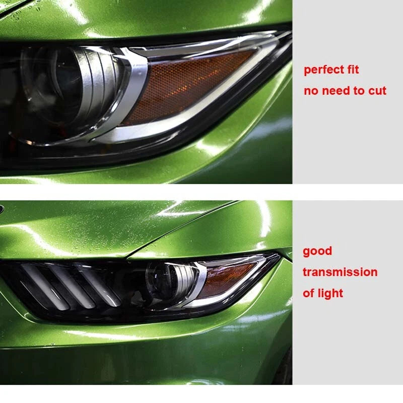 Smoke Noir TPU Headlight Protect Film Sticker Fit For Mustang 2016-2019