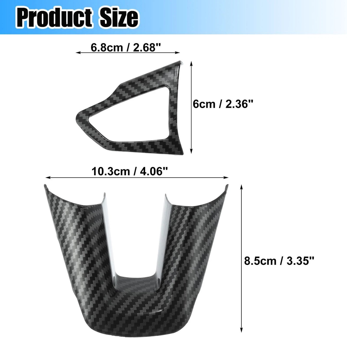 3 x Carbon Fiber Pattern Black Interior Steering Wheel Covers for Ford