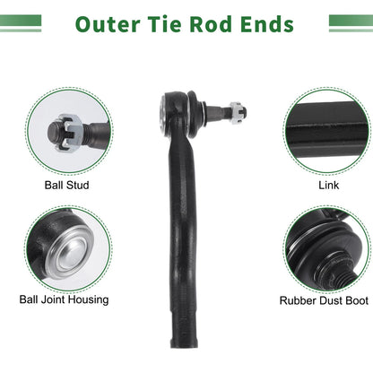 8pcs Front Suspension Kit Tie Rod Ends & Ball Joints for Toyota Sienna (2004-2010)