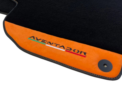 Floor Mats for Lamborghini Aventador 2012-2022 - Orange Alcantara Leather