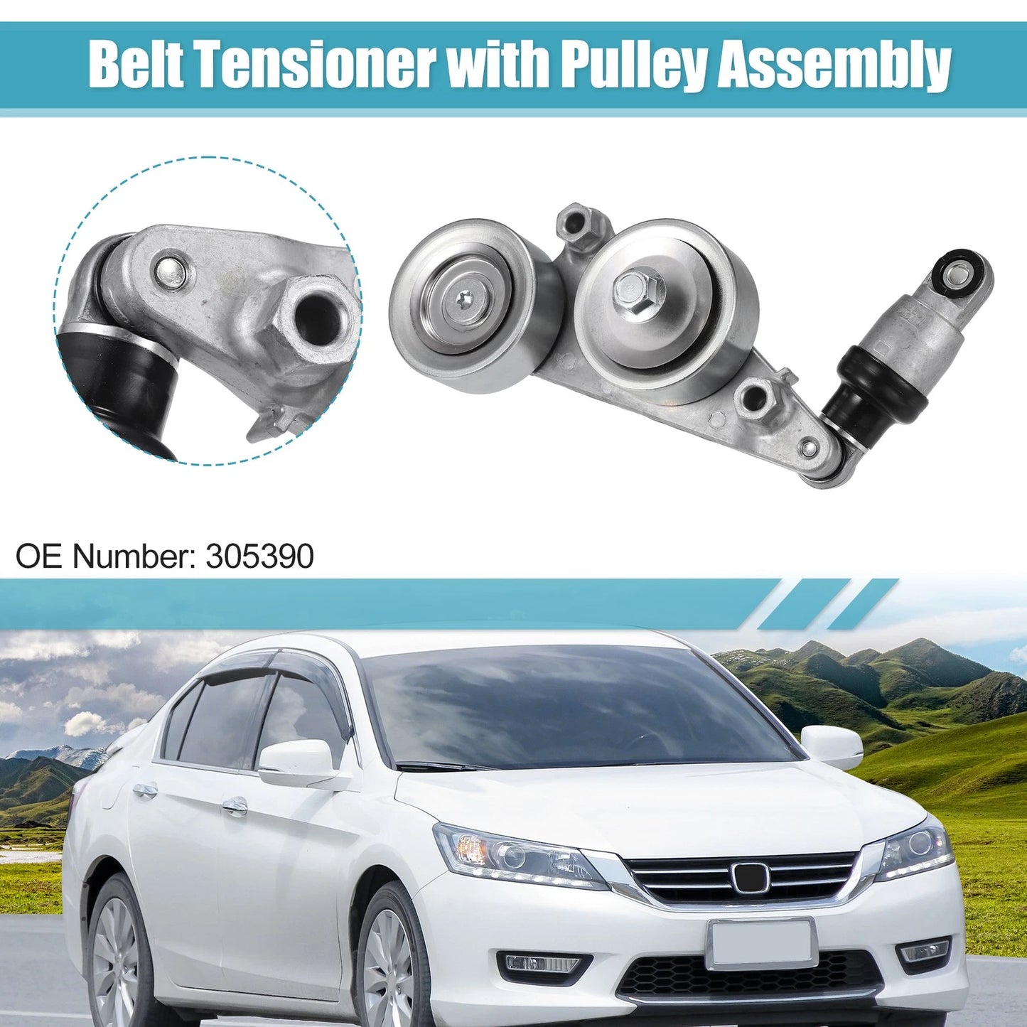 Drive Belt Tensioner Pulley for Honda Accord, Odyssey, Pilot (2003-2023)