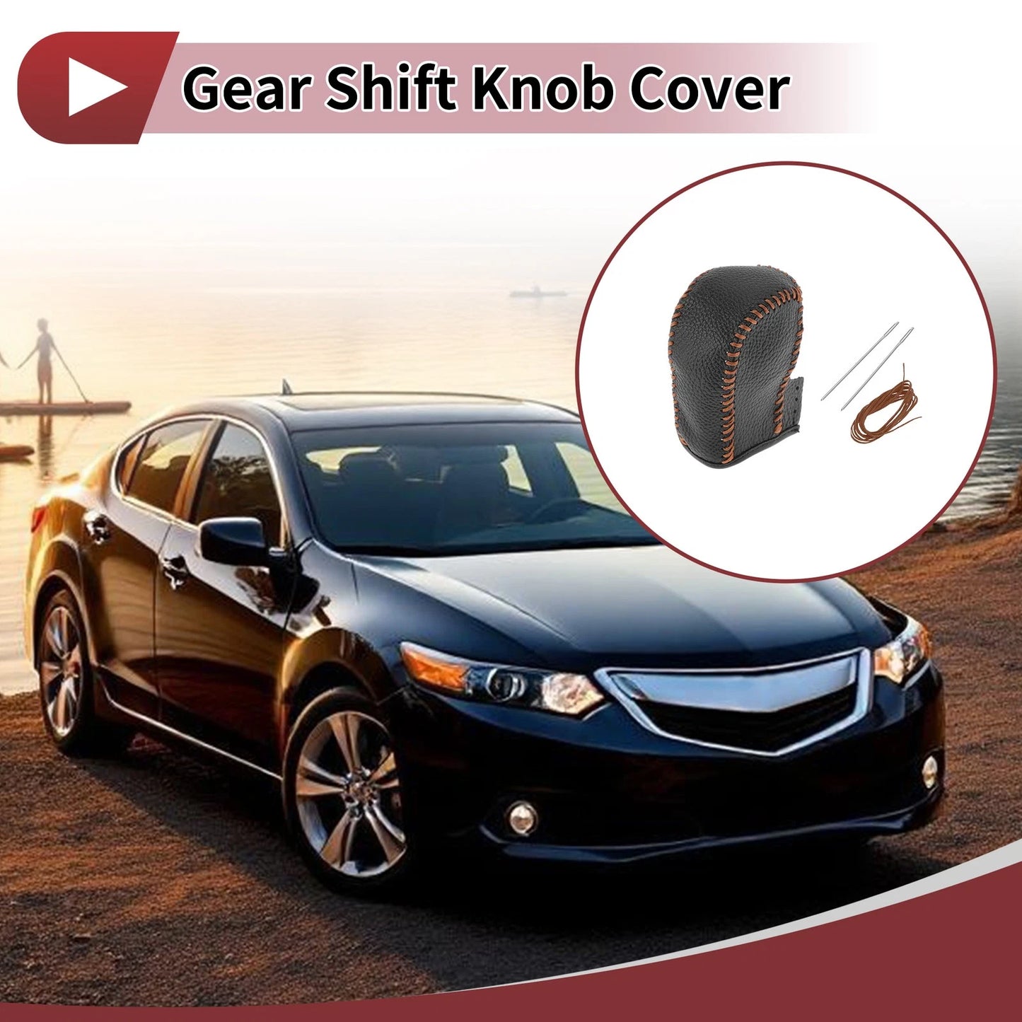 Knob Cover for Acura ZDX (2010 - 2012) Faux Leather Black/Brown