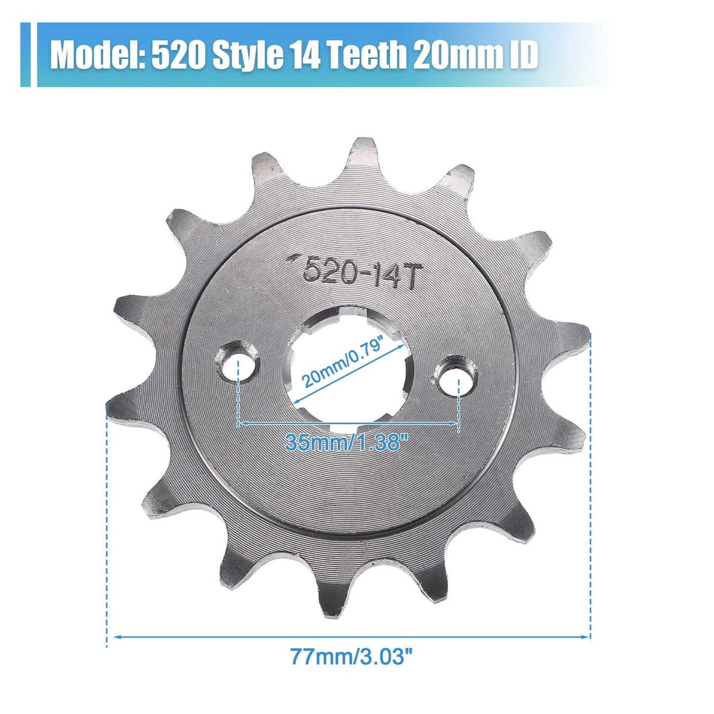 520 Sprocket 14T 20mm ID Front Engine for Dirt Pit Bike ATV