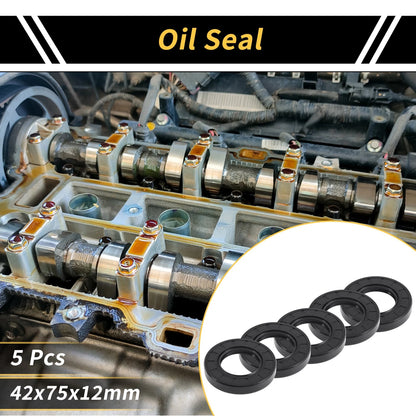 Oil Seal 42x75x12mm Black 5 Pcs Rotary Shaft Seal NBR Rubber for MakeModel