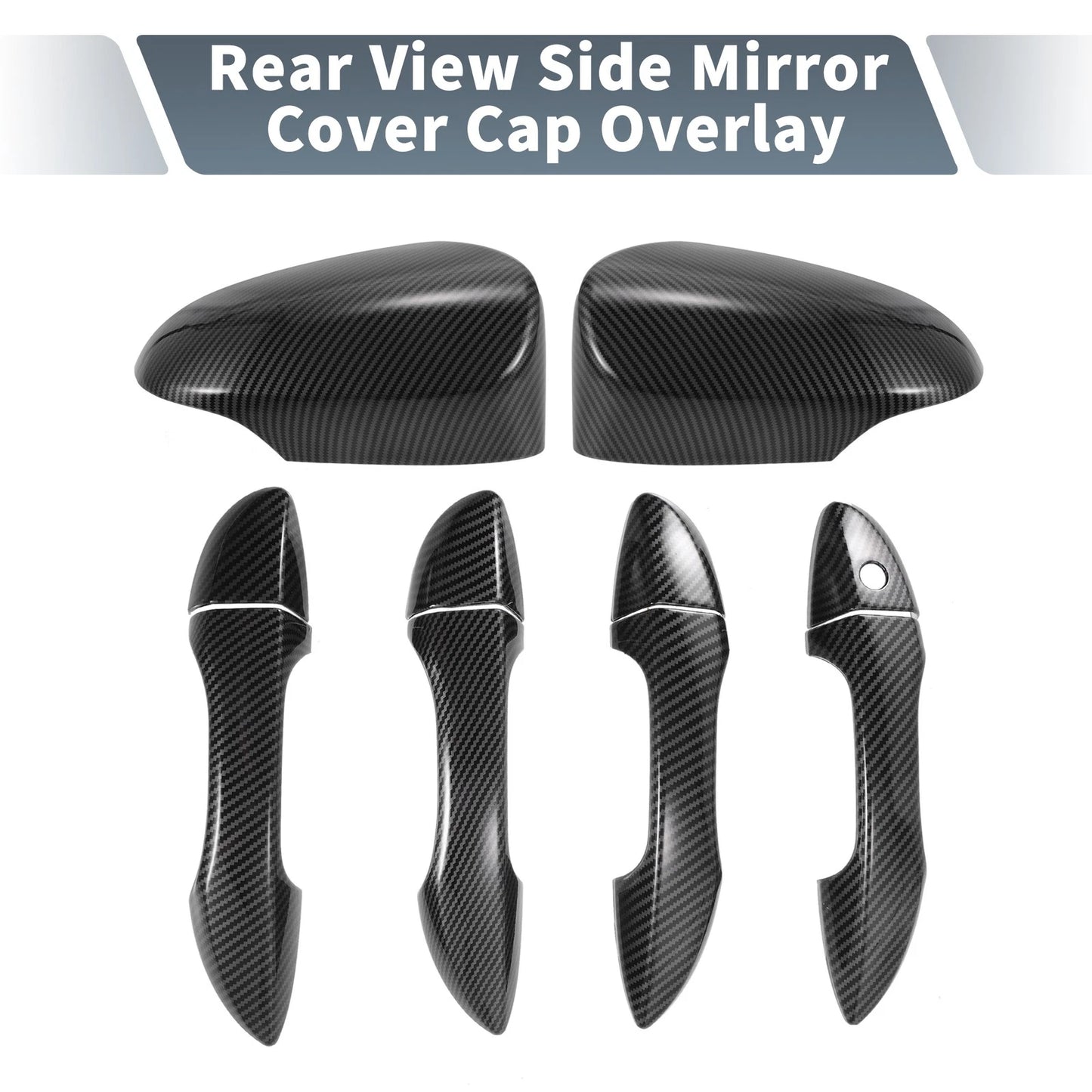 Set Rearview Mirror Cover Overlay Black Carbon Fiber for Toyota Corolla (2014–2018)