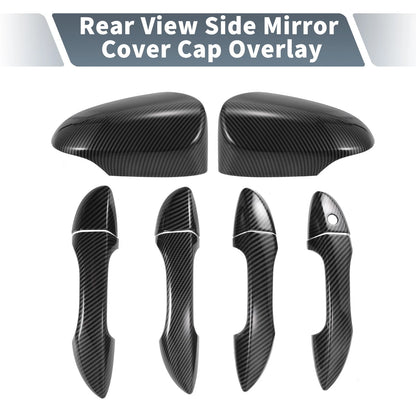 Set Rearview Mirror Cover Overlay Black Carbon Fiber for Toyota Corolla (2014–2018)