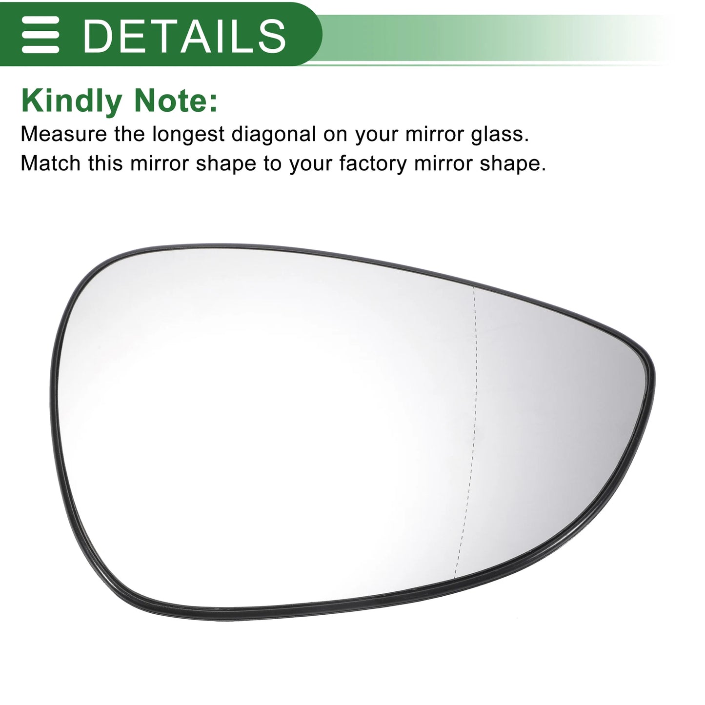 Right Side White Mirror Glass for Ford B Max (2012-2018)