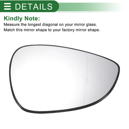 Right Side White Mirror Glass for Ford B Max (2012-2018)