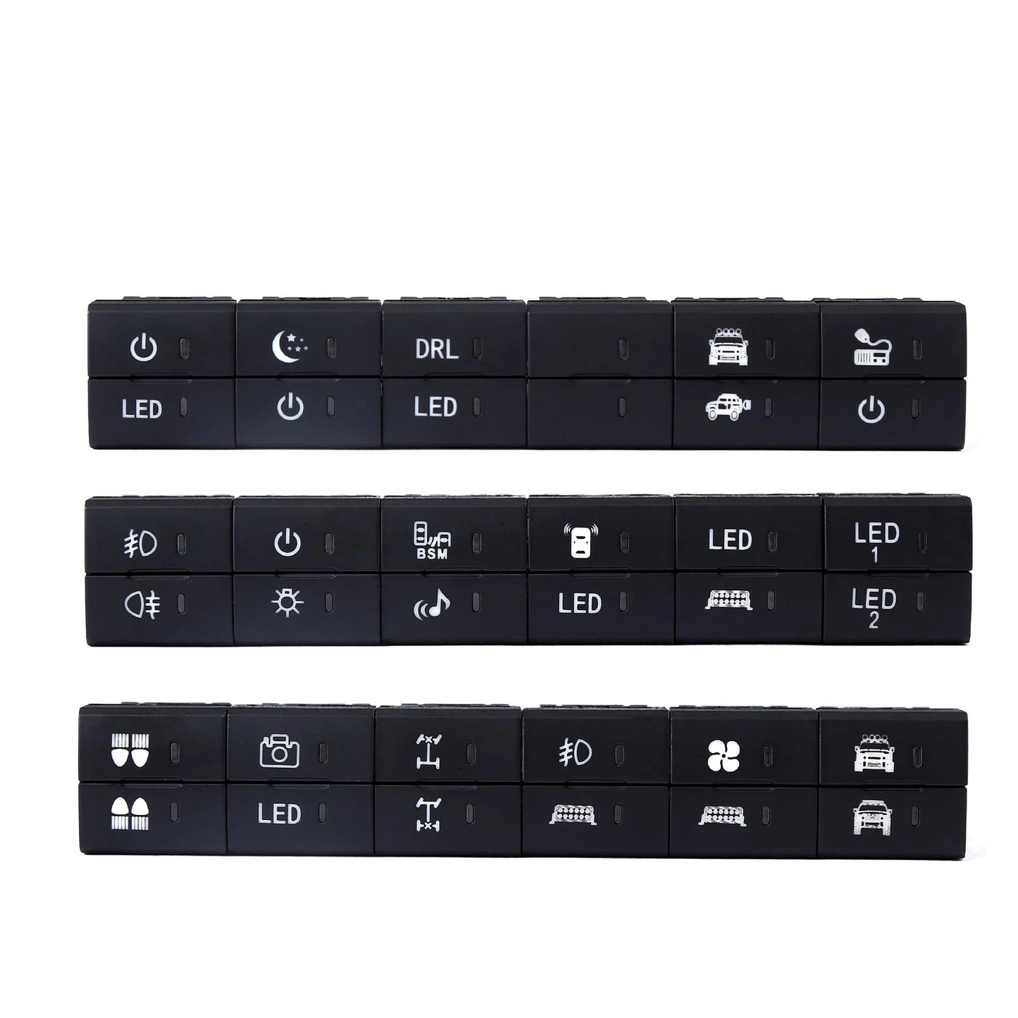 1x Black Dual Dashboard Square Switch Button w Harness for Toyota Current Model
