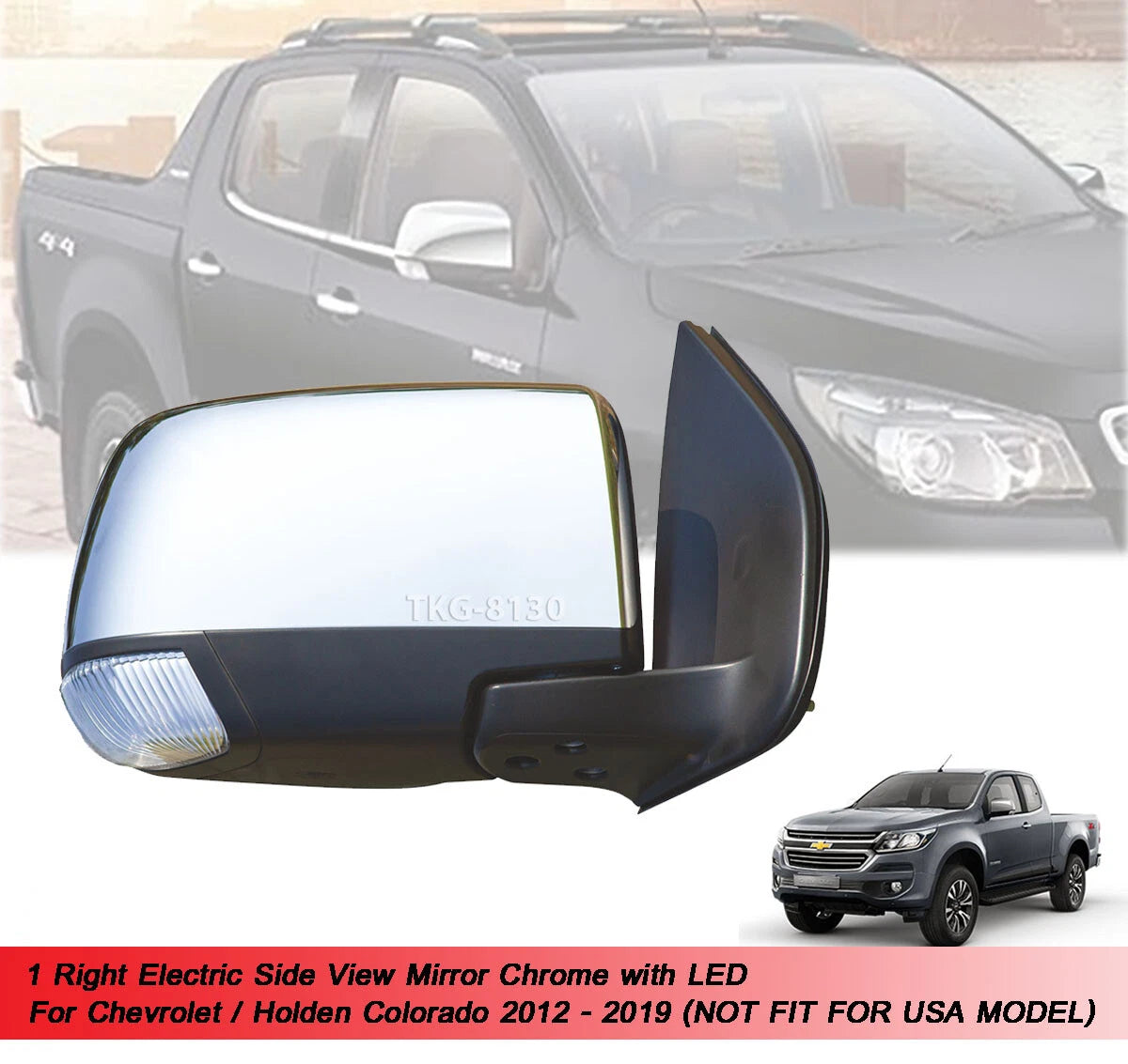 RH Electric Side Mirror Chrome for Chevrolet Colorado (2012-2019)