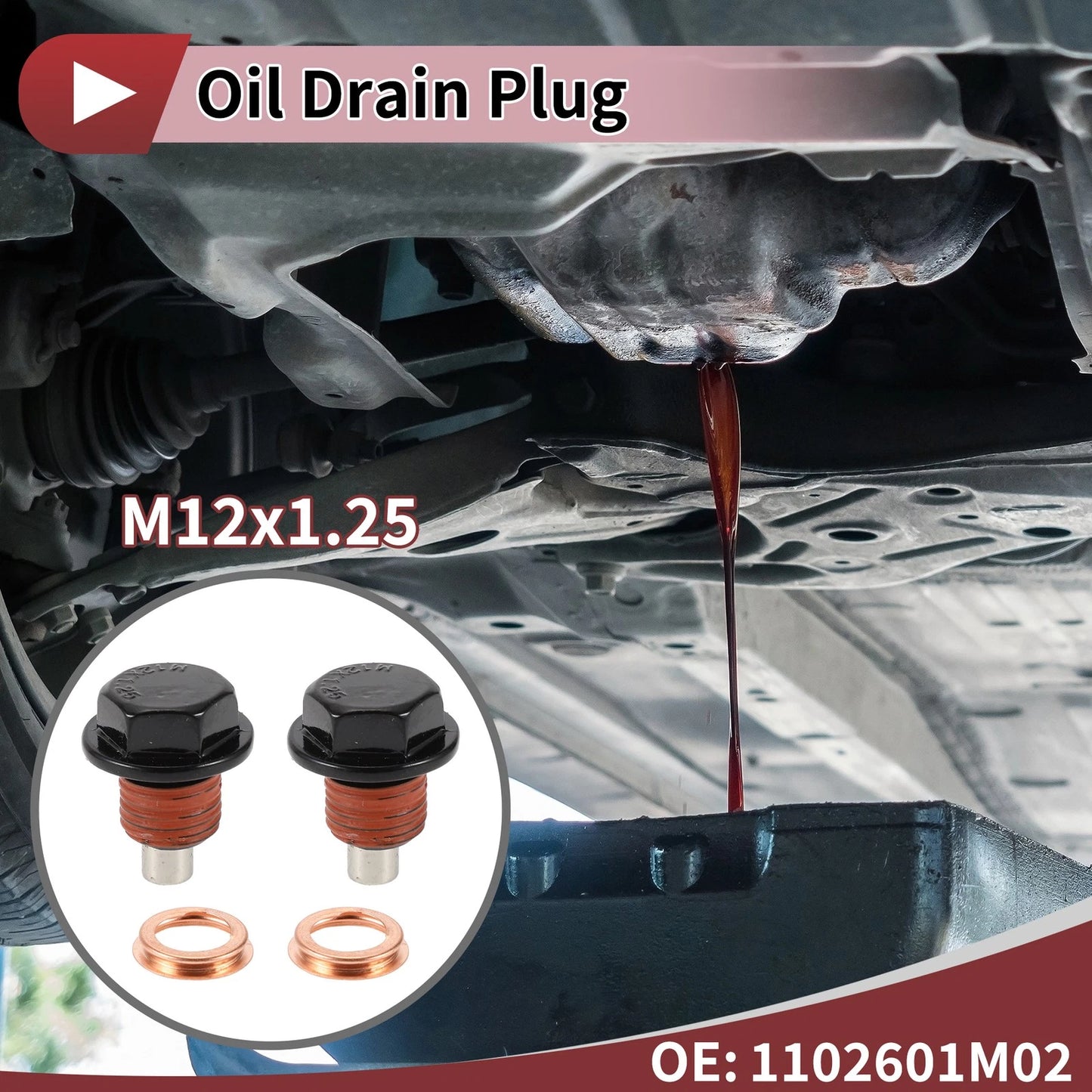 1 Set Oil Drain Plug for Nissan Infiniti Black Red