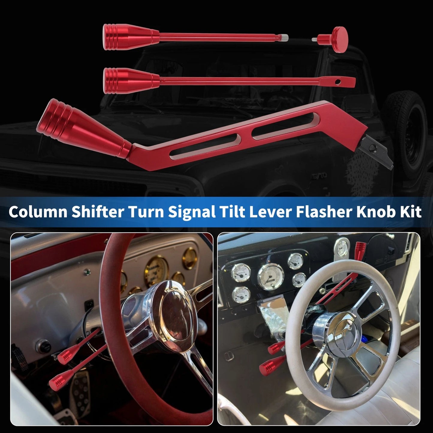 Column Shifter Turn Signal Tilt Lever Flasher Knob for Chevy GMC (1967-1994) Red