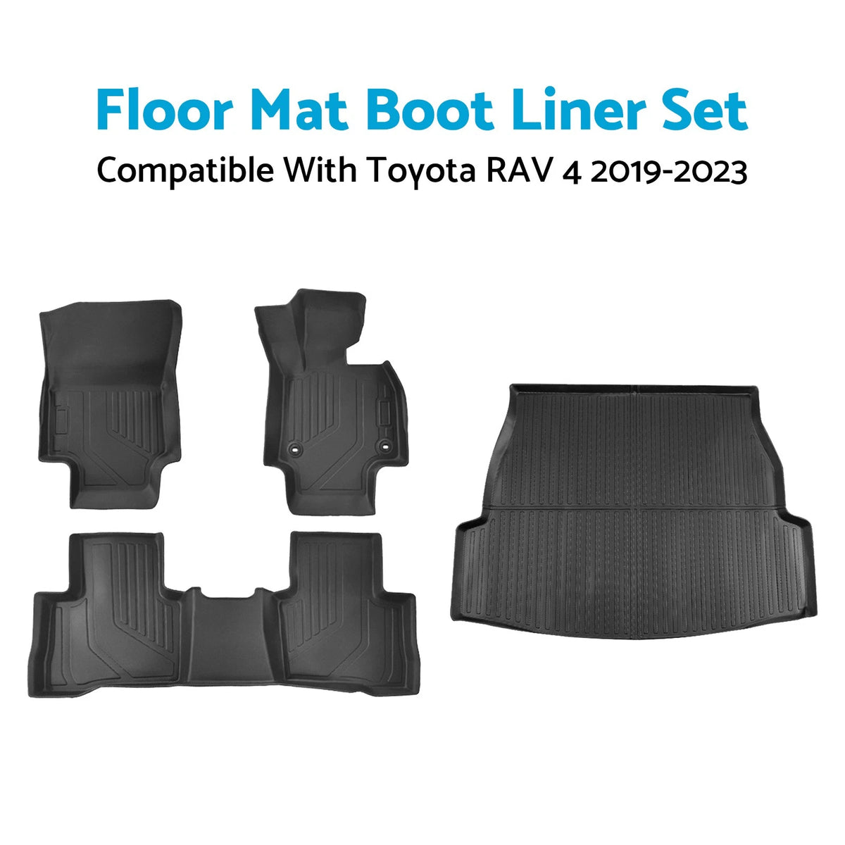 4Pcs TPE 3D Floor Mats Boot Liner for Toyota RAV4 (2019-2023)